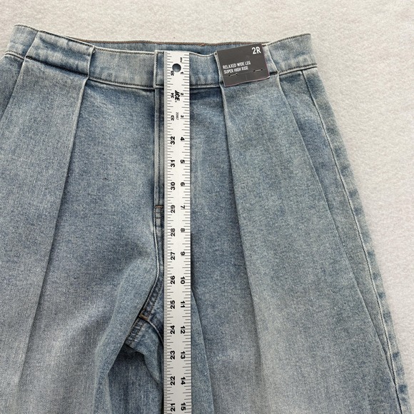 Express Jeans Womens 2R Light Wash Relaxed Wide Leg Super High Rise Denim Y2K - Picture 8 of 13